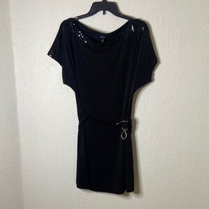 Apt. 9 Black Sequin-Trim Mini Dress with Belt